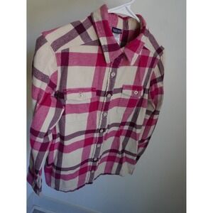 Patagonia Pink and Cream Plaid Button Down Shirt